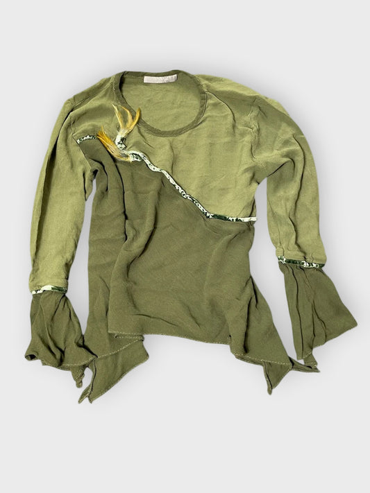 front view, Forest Fairy Ruffle Shirt, vintage Y2K second hand piece