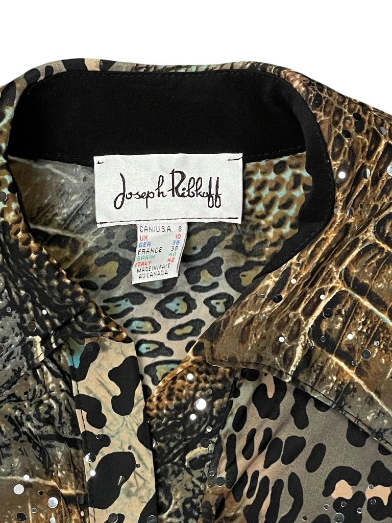 detail view, Joseph Rilkoff Snake Print Multicolor Top, vintage Y2K second hand piece