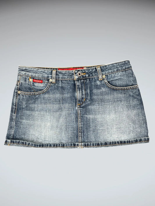 front view, Guess Vintage Blue Denim Skirt, vintage Y2K second hand piece