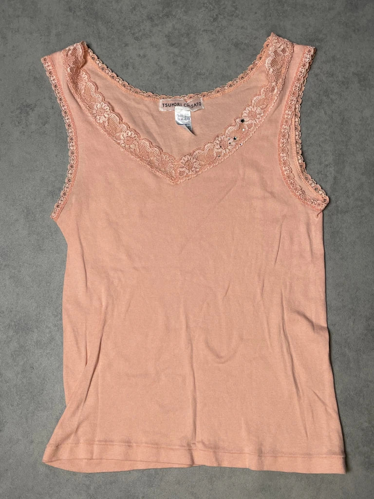 detail view, Tumori Chisato Coral Pink Tank Top, vintage Y2K second hand piece, image 4