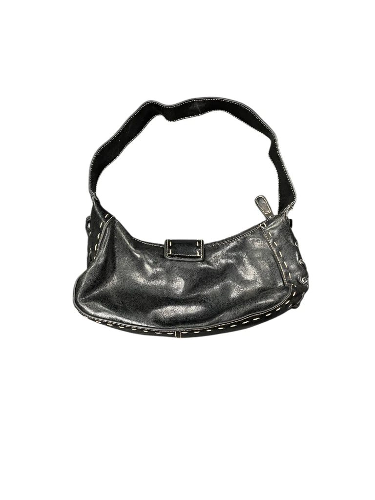 detail view, Black Ring Buckle Shoulder Bag (ONESIZE), vintage Y2K second hand piece, image 4