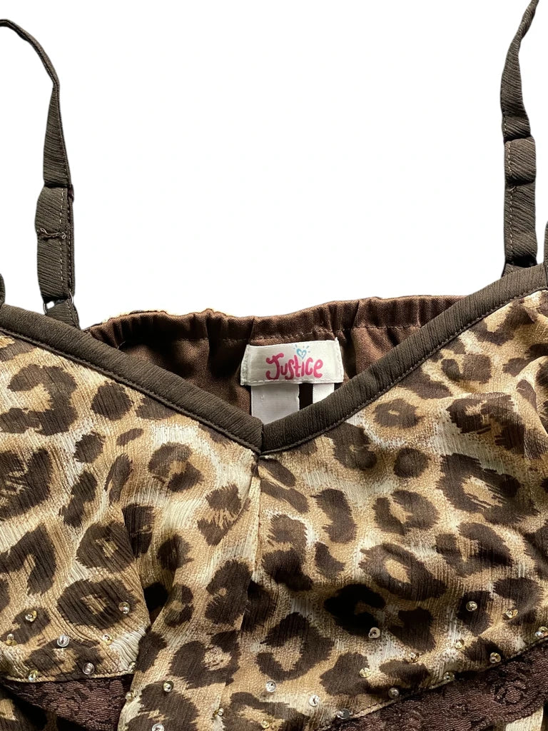 detail view, Justice Leopard Layered Camisole, vintage Y2K second hand piece