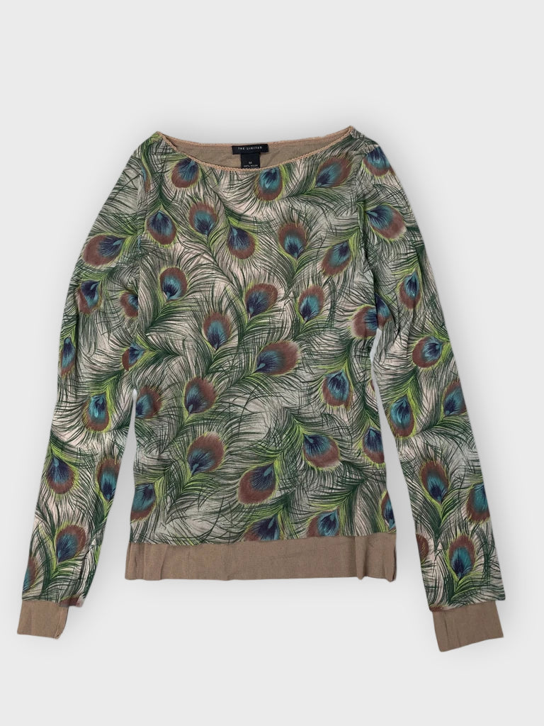 front view, The Limited green peacock feather longsleeve, vintage Y2K second hand piece