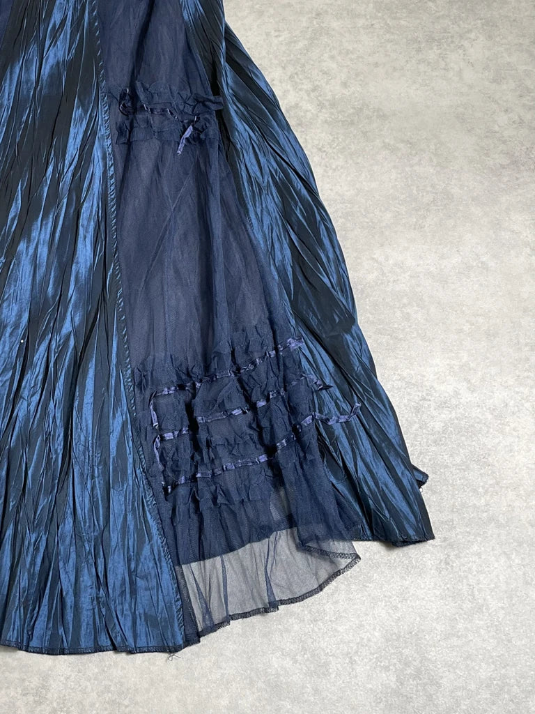 detail view, blue navy skirt, vintage Y2K second hand piece, image 4