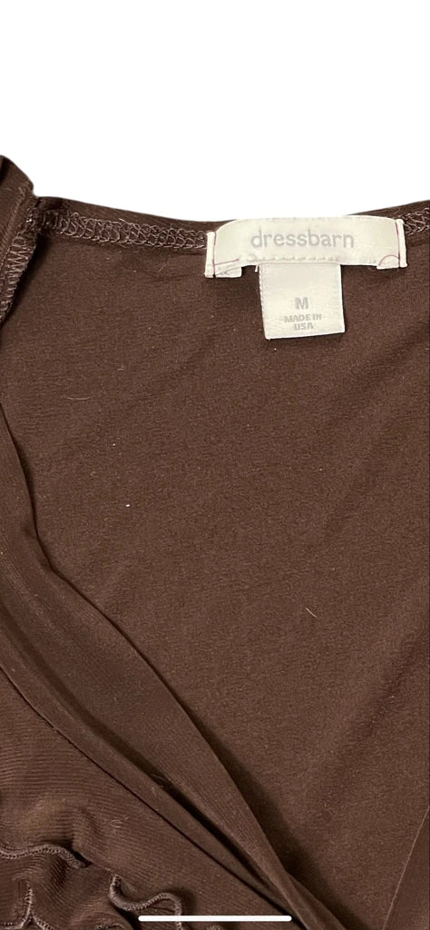 detail view, Dressbarn Brown Ruffle Detail Blouse, vintage Y2K second hand piece, image 6