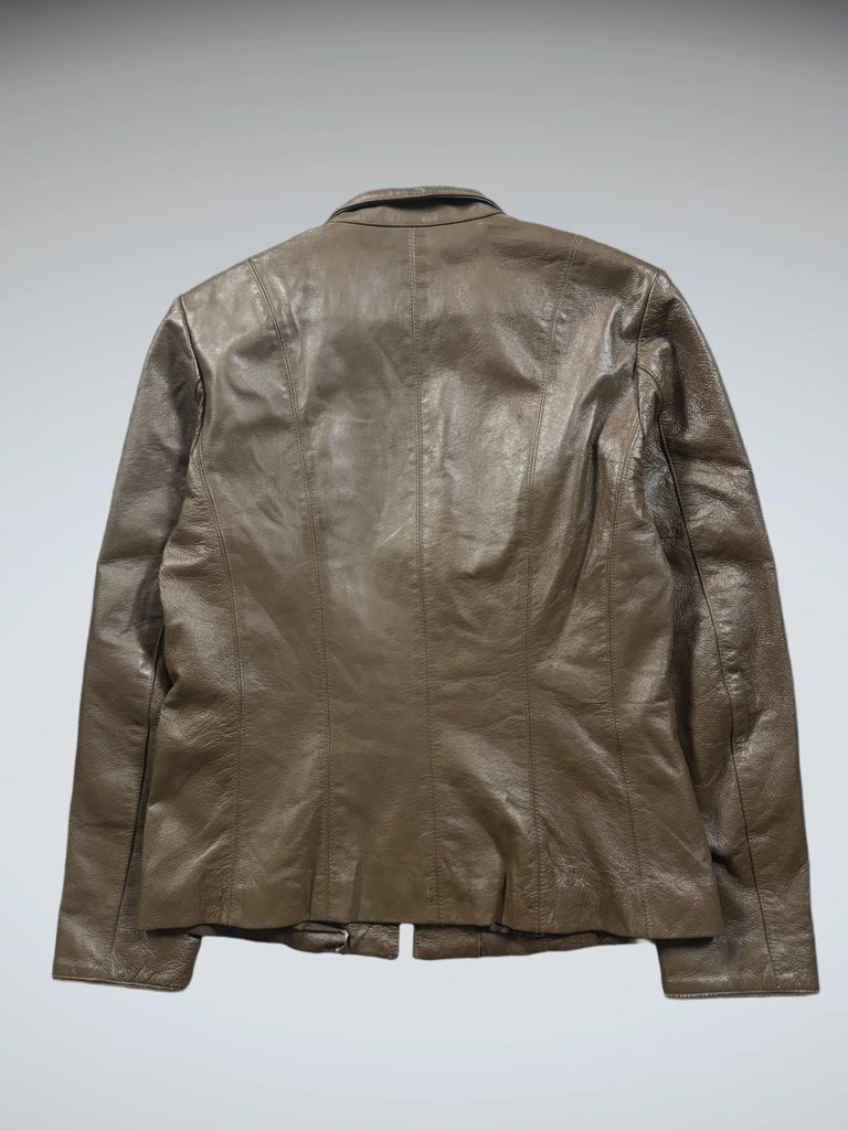 detail view, Coldwater Creek Brown Genuine Leather Jacket, vintage Y2K second hand piece
