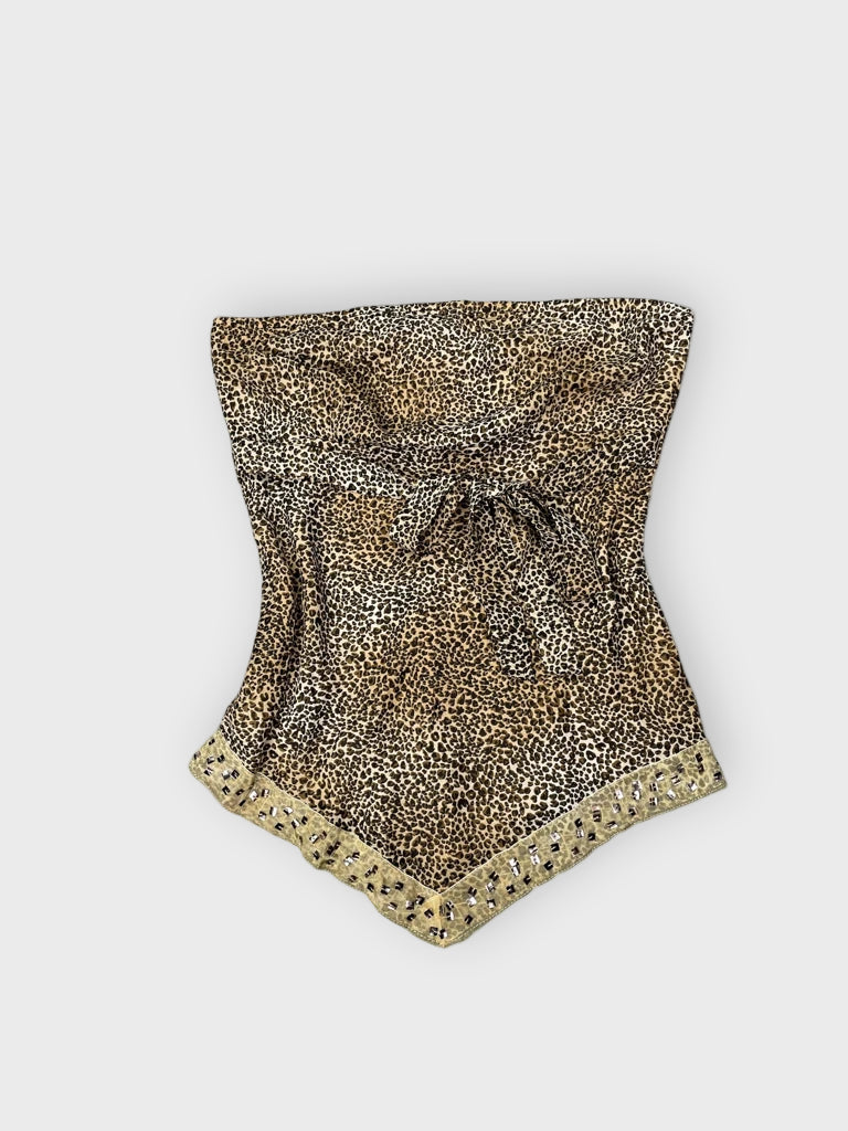 front view, Studio Y Golden Jaguar Vintage Midi Skirt, vintage Y2K second hand piece