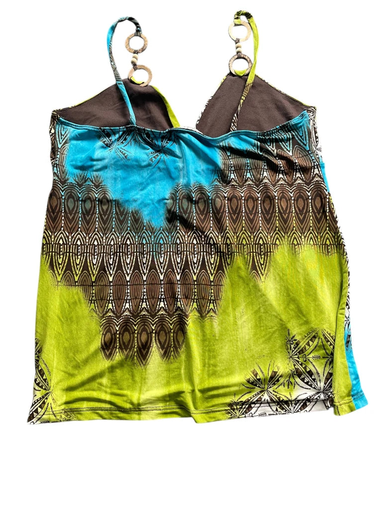 detail view, Gitana Marie Grey asymmetric fairy style top with flower appliqué, vintage Y2K second hand piece, image 4