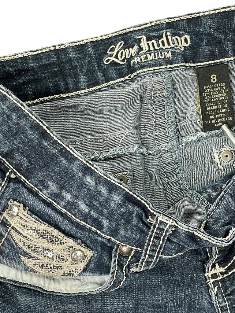 detail view, Love Indigo Classic Blue Vintage Denim Hotpants, vintage Y2K second hand piece, image 5