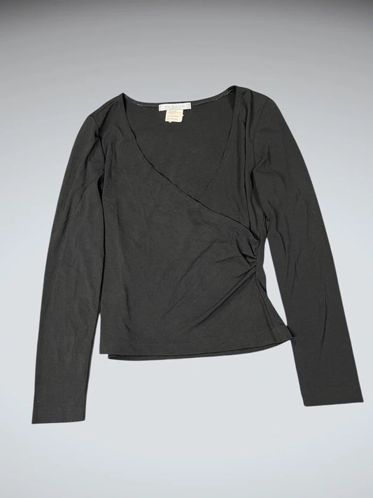front view, La Belle Open Chest Black Top, vintage Y2K second hand piece