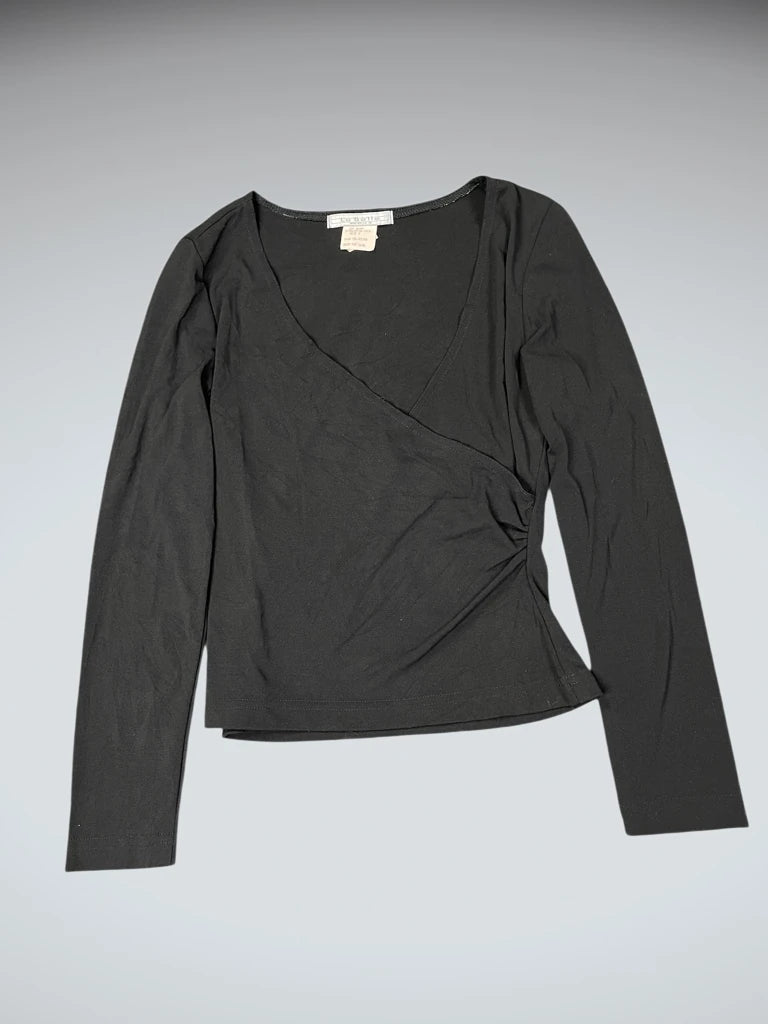 front view, La Belle Open Chest Black Top, vintage Y2K second hand piece