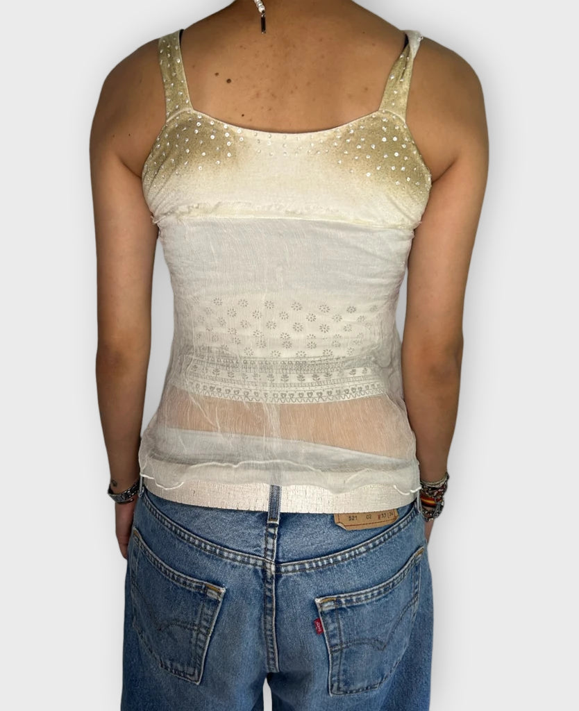 back view, Guess White straps top, vintage Y2K second hand piece