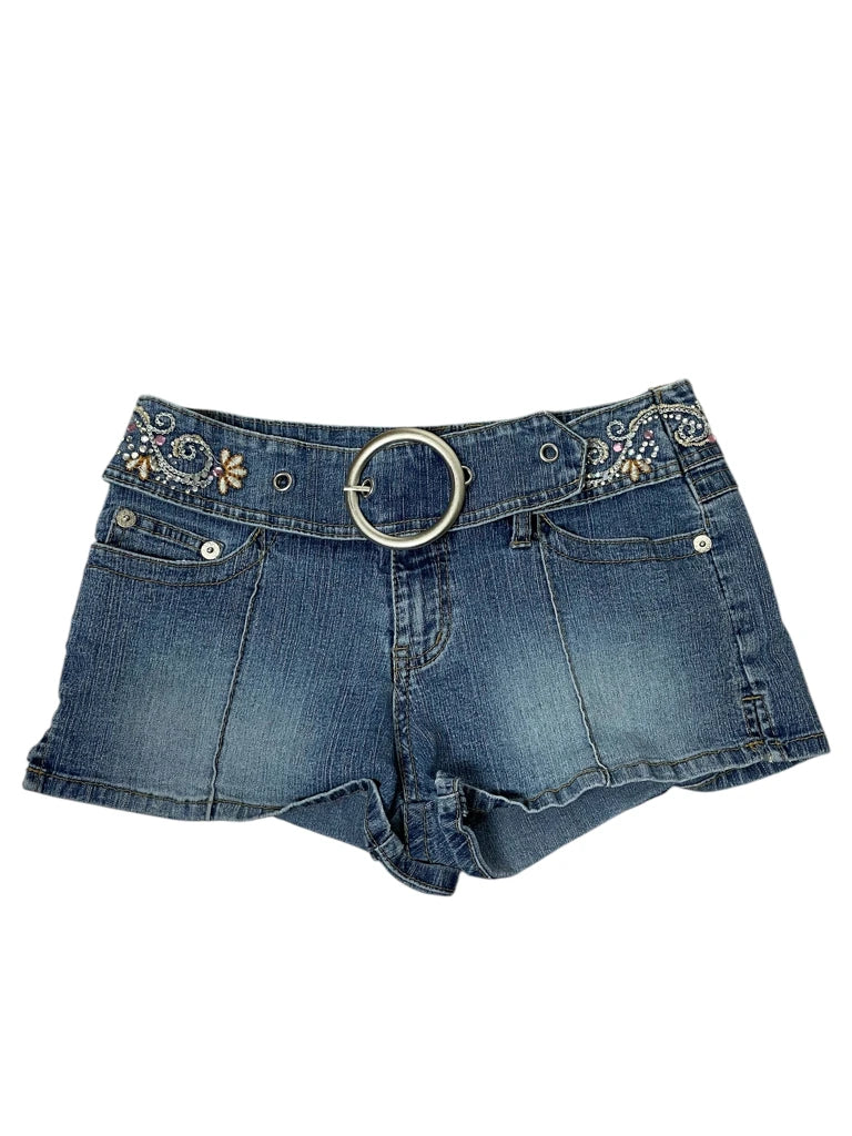 detail view, Angels Crystal Rider – Heavy Belt Hot Pants (XS?), vintage Y2K second hand piece