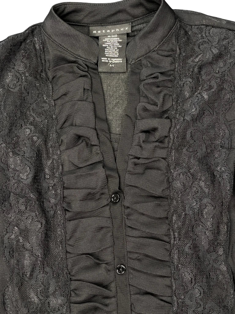 detail view, Metaphor Elegant Black Vest with Lace Lingerie Accents, vintage Y2K second hand piece, image 4
