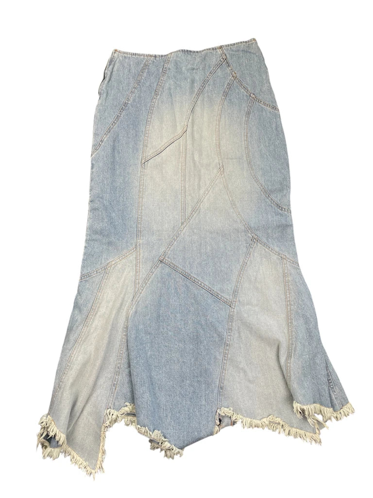 detail view, Free People Light Blue Bohemian Skirt, vintage Y2K second hand piece, image 4