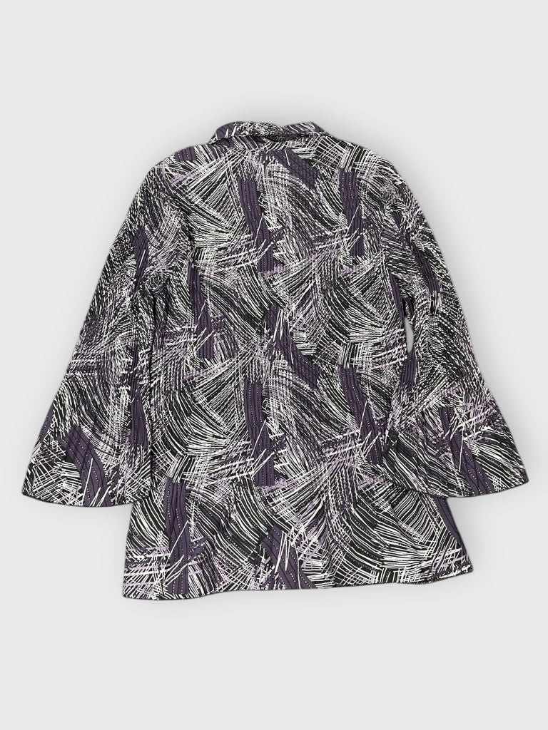 back view, Domari Light Purple Stripe Pattern Dress Top, vintage Y2K second hand piece