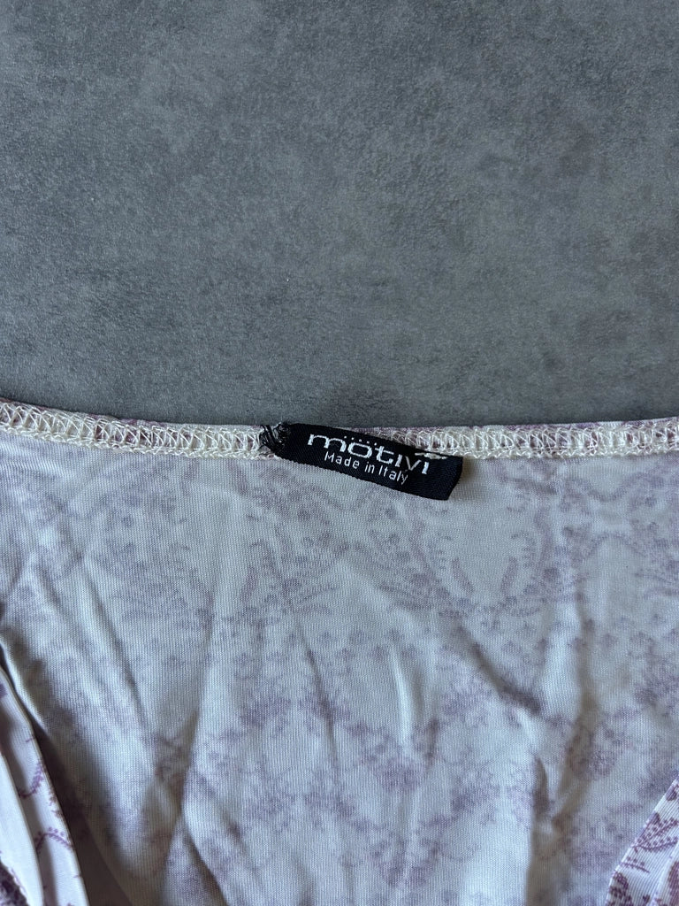 detail view, Motivi Y2K Pink Sleeve Top, vintage Y2K second hand piece