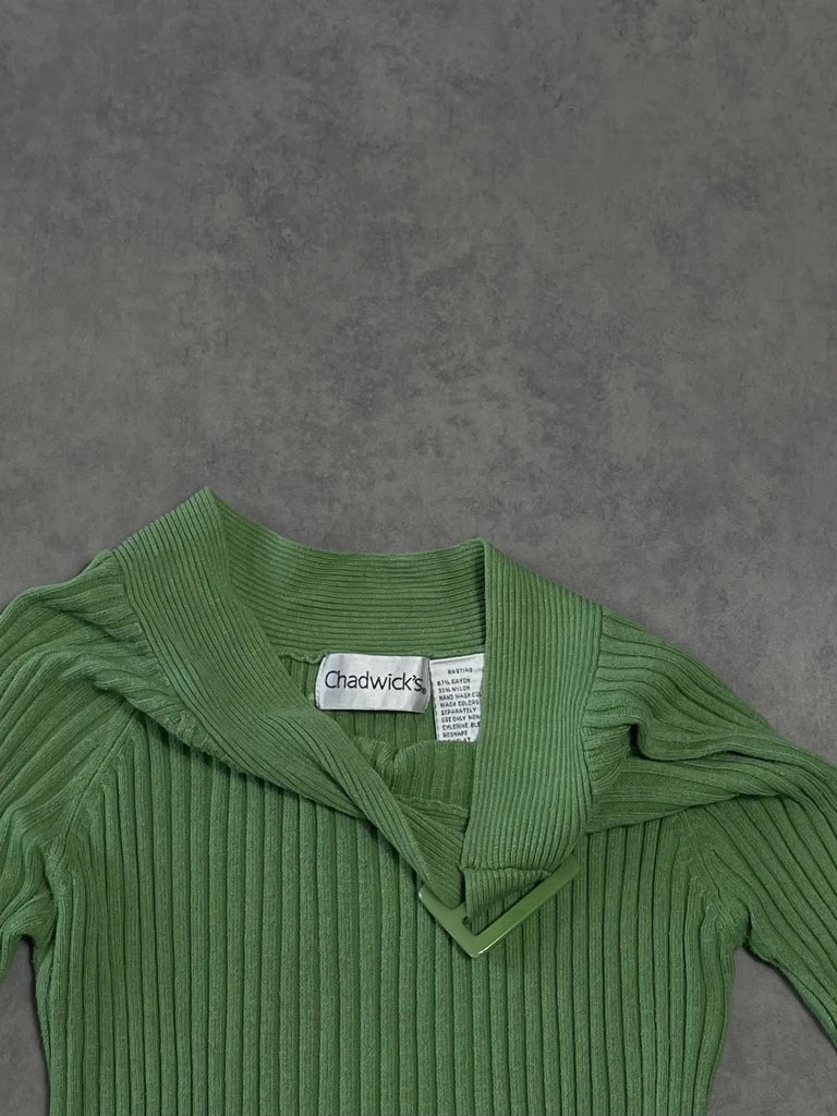 detail view, Chadwick’s Green 70’s Jumper, vintage Y2K second hand piece