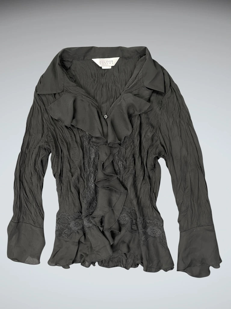 detail view, Allison Taylor Chic Black Vintage Dress Top, vintage Y2K second hand piece