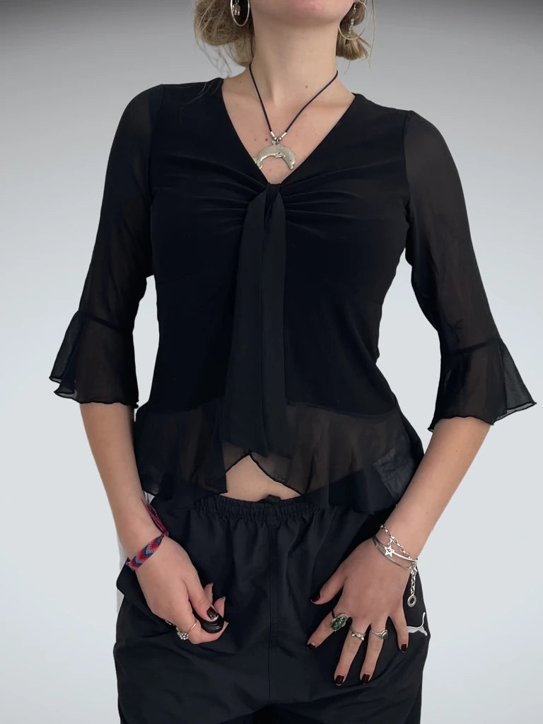 front view, Fashion Bug Elegant Black Blouse, vintage Y2K second hand piece