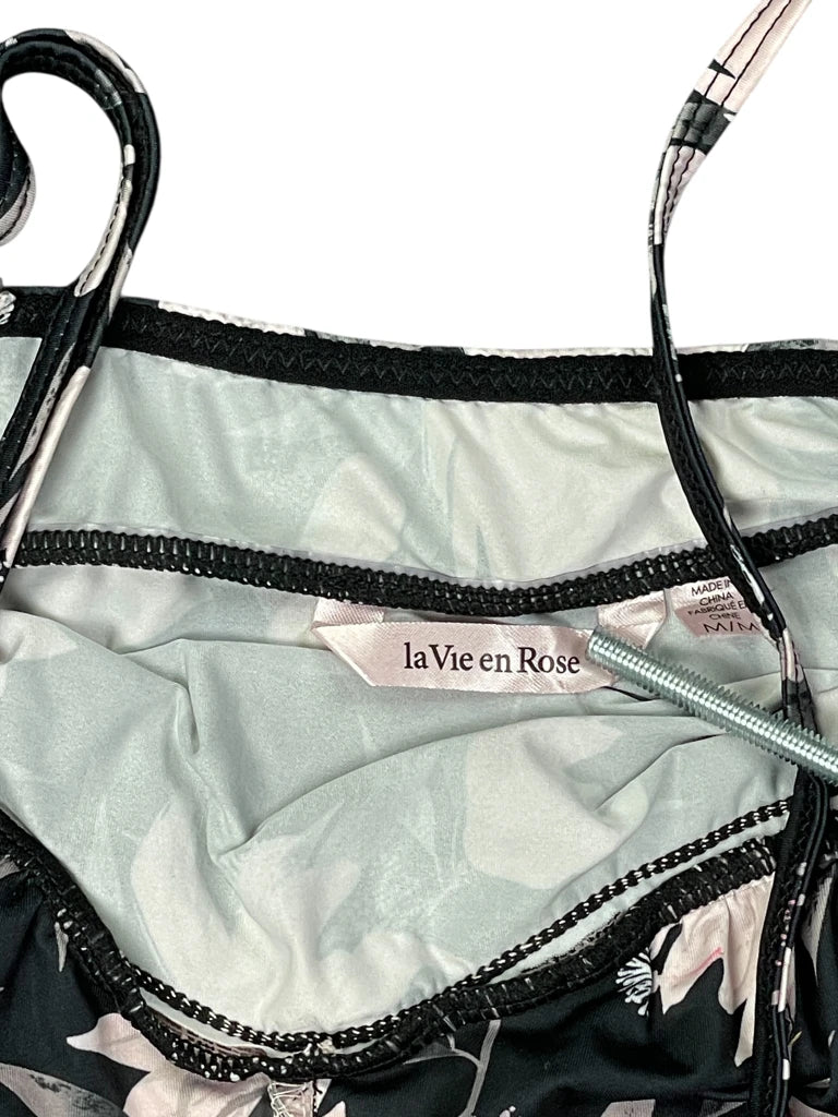 detail view, La Vie en Rose Pink Floral Dessous Top, vintage Y2K second hand piece
