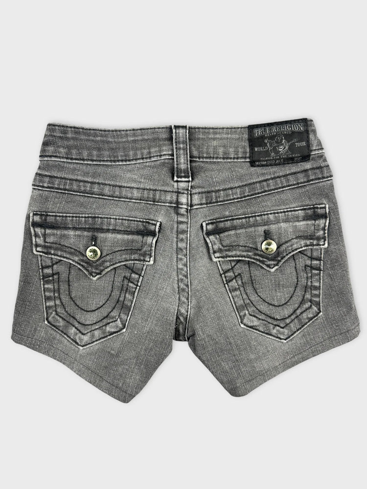 Edgy Black Denim Shorts with Distressed Details (W23 / XXS)