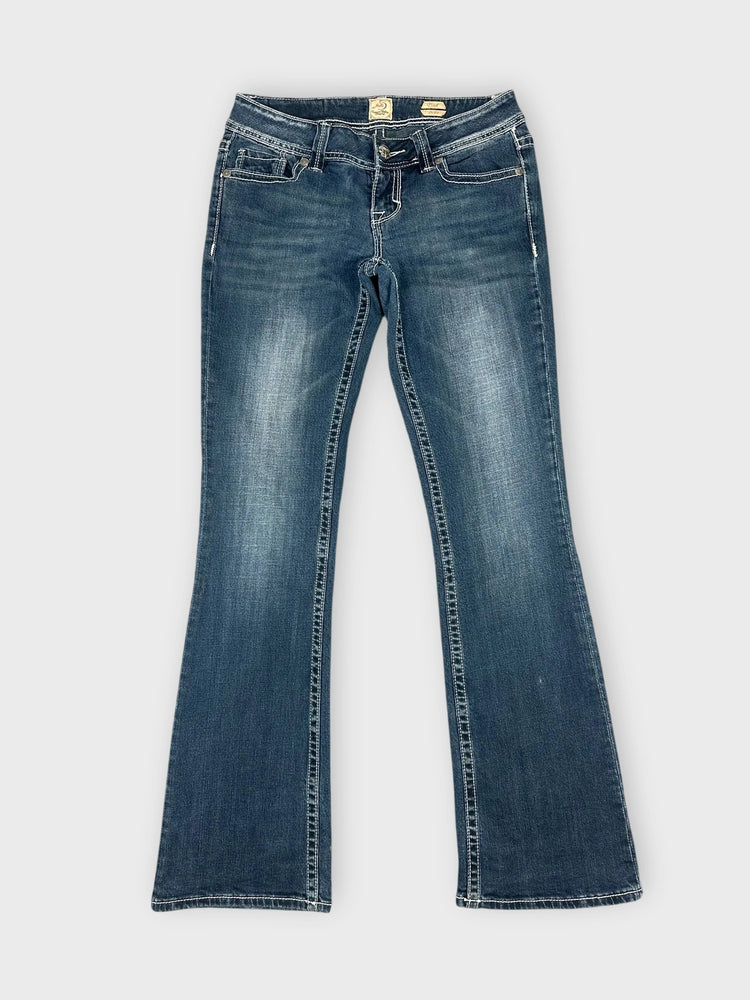 Flared Stretch Denim Jeans with Distress (W30 / L)