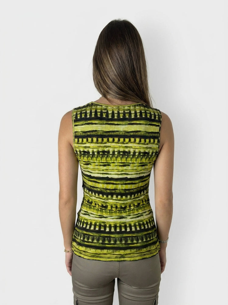 Vibrant Green Print Tank Top (M)