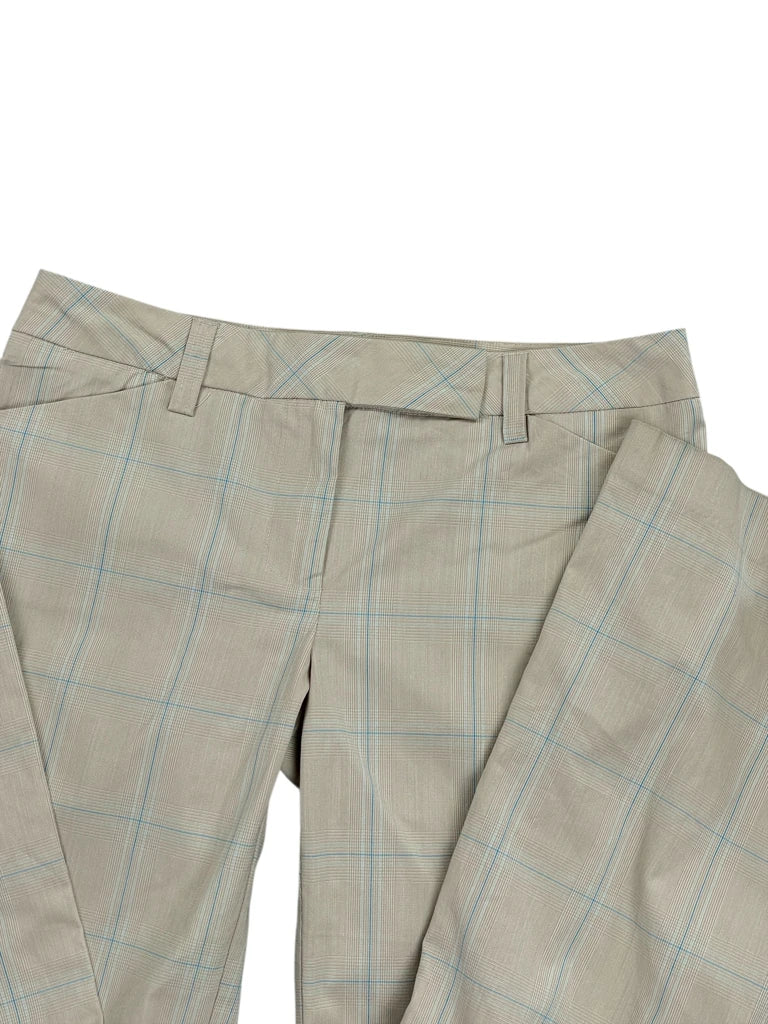 detail view, Star City Beige Checkered Flared Suit Pants, vintage Y2K second hand piece, image 4