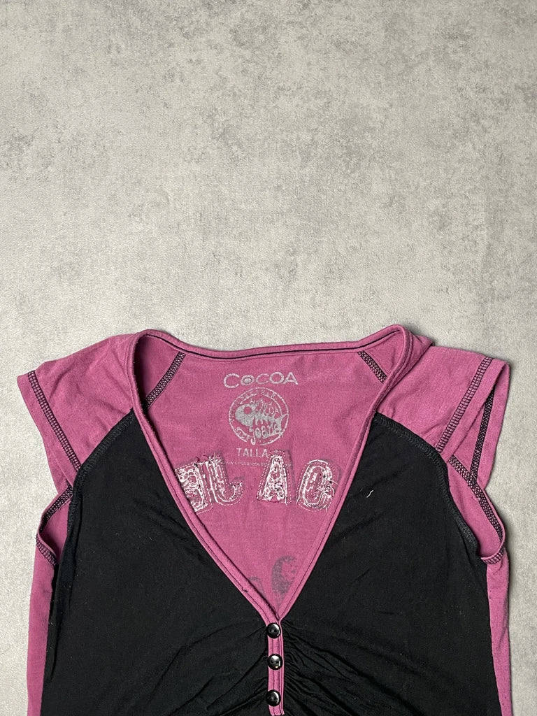 detail view, Pink Cocoa Top, vintage Y2K second hand piece