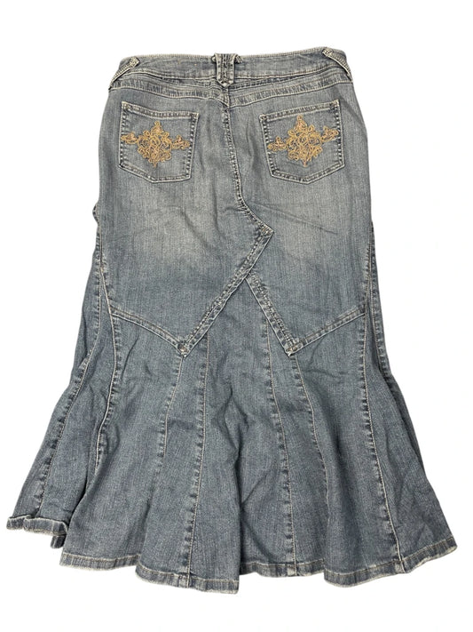 back view, Candie's Candies Light Blue Flared Denim Skirt, vintage Y2K second hand piece