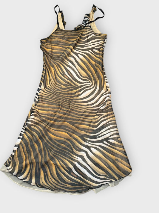 back view, Made in Italy Tiger Pattern Dress, vintage Y2K second hand piece