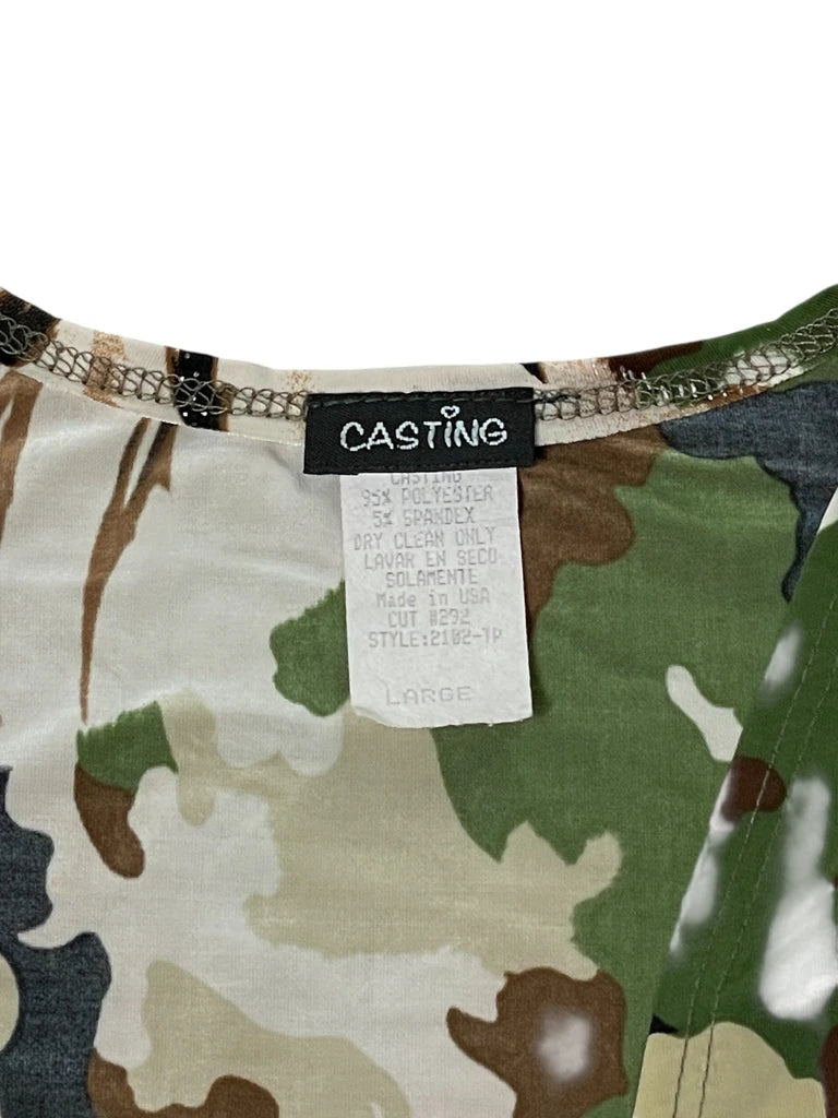 detail view, Casting Camo Tiger Statement Top, vintage Y2K second hand piece