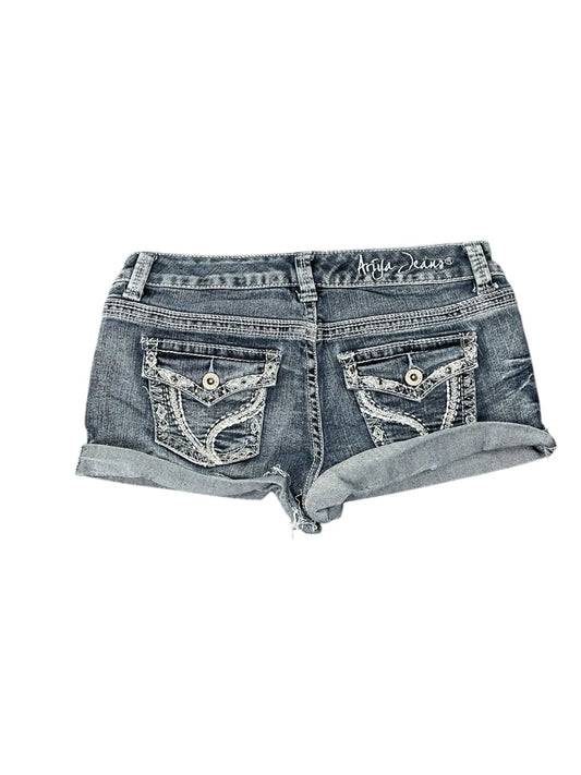 back view, Aryia Jeans Washed Blue Vintage Denim Hotpants, vintage Y2K second hand piece