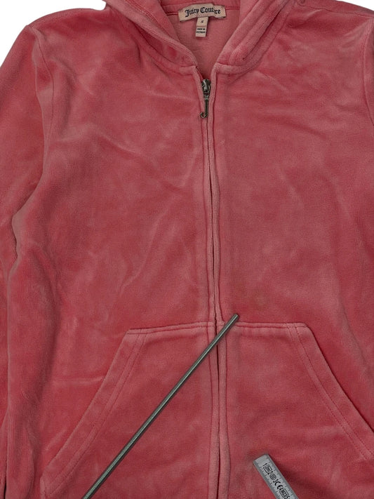 back view, Juice Couture Pink Floral Backprint Zip Hoodie, vintage Y2K second hand piece