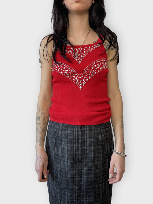 front view, Red Tank Top, vintage Y2K second hand piece