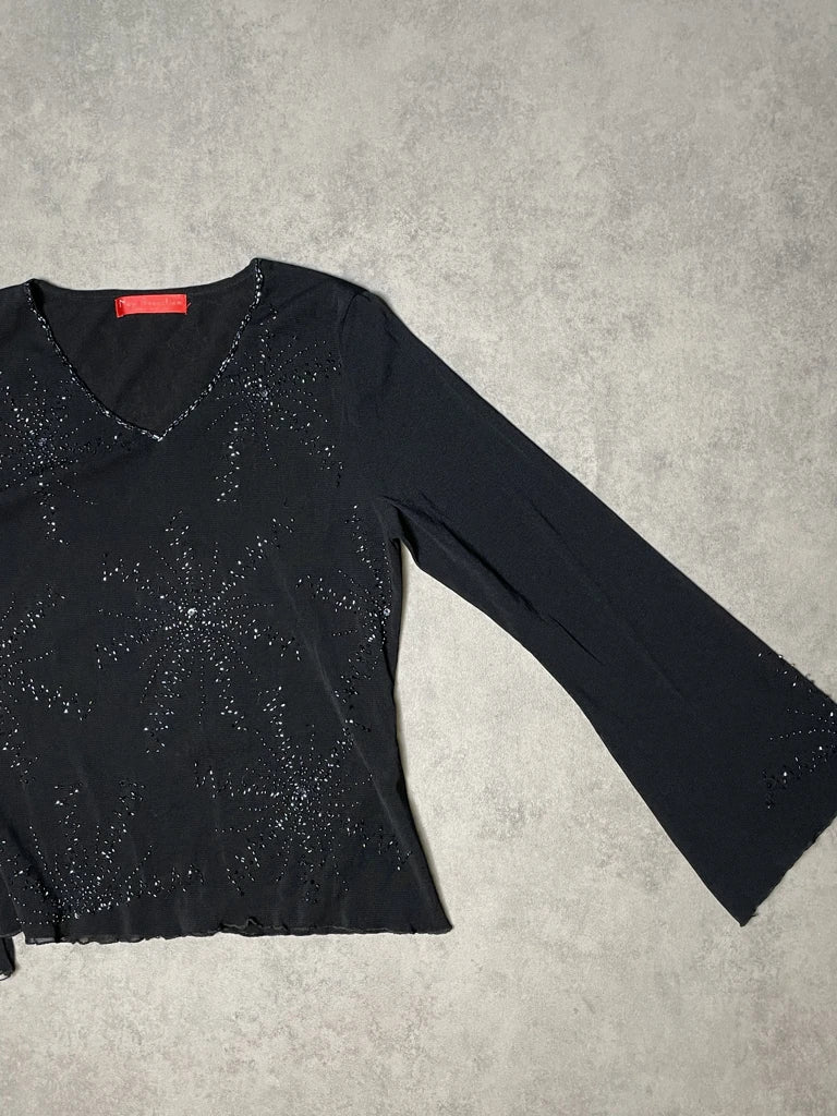 detail view, New Sensation Long Sleeve Top with Tiny Beads, vintage Y2K second hand piece, image 4
