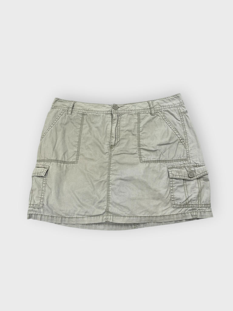 front view, French Cuff Grey Cargo Cotton Mini Skirt, vintage Y2K second hand piece