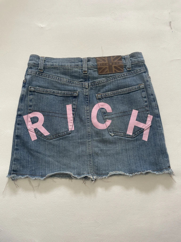 detail view, 2000s Richmond Denim Skirt, vintage Y2K second hand piece, image 4