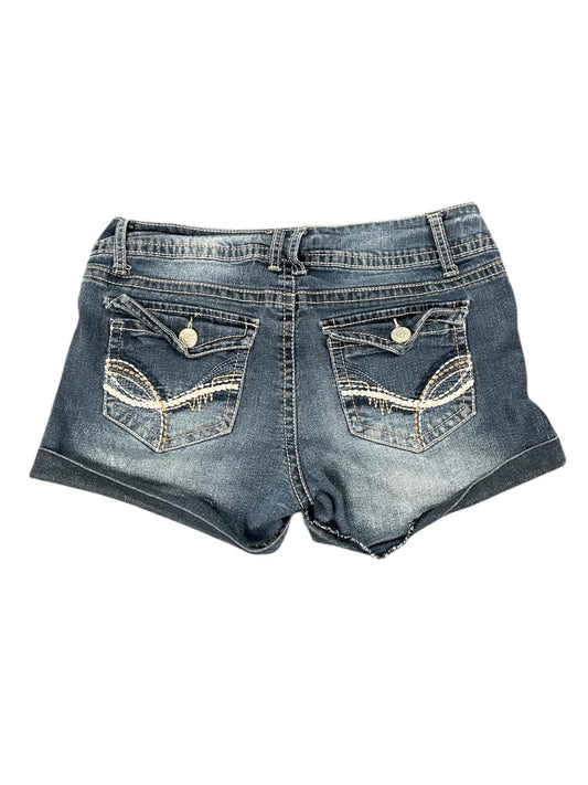 back view, Wallflower Low Rise Cuffed Denim Hotpants, vintage Y2K second hand piece