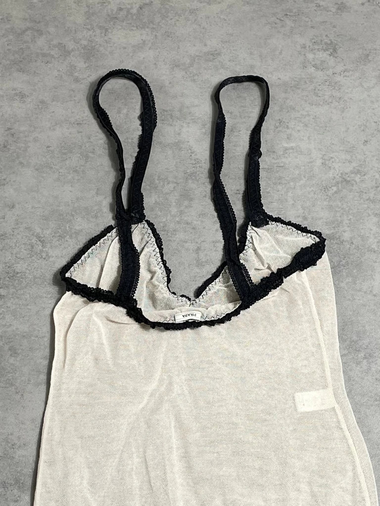 detail view, Prada see through top, vintage Y2K second hand piece