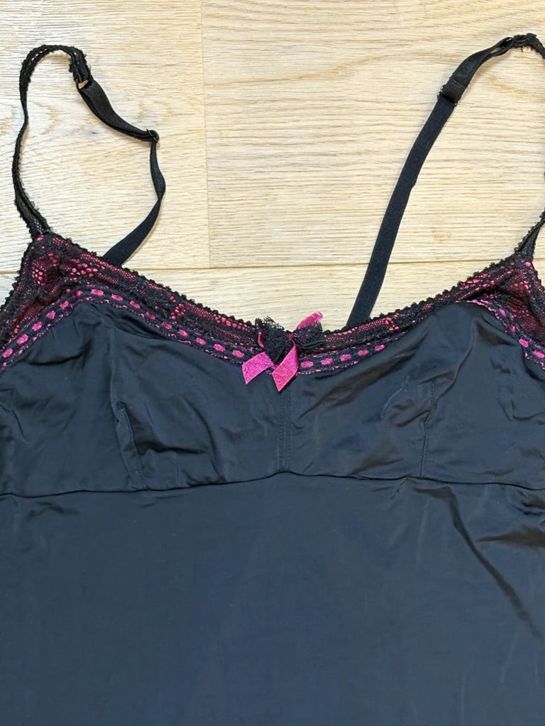 Y2K Black Lingerie Slip Dress (M)