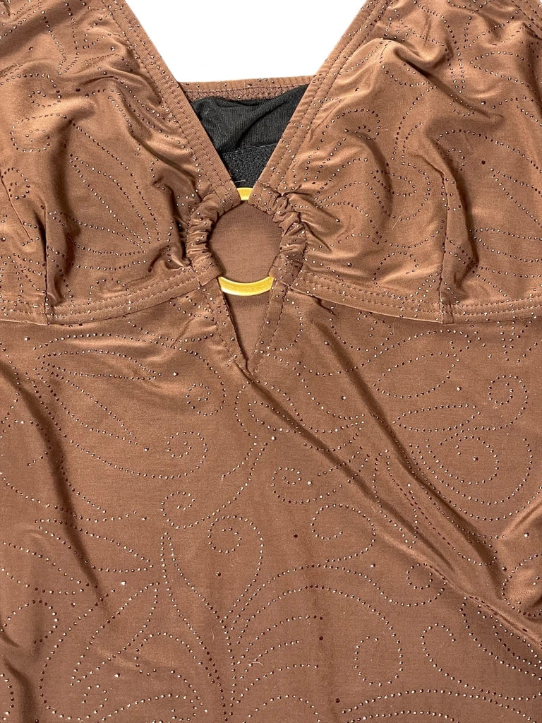detail view, Brown Ring Detail Y2K Halter Top, vintage Y2K second hand piece, image 6