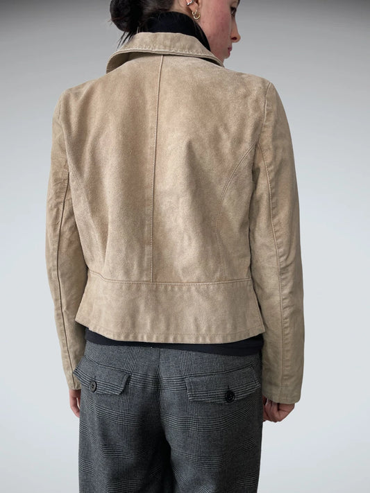 back view, Moda Pelle Beige Jacket, vintage Y2K second hand piece