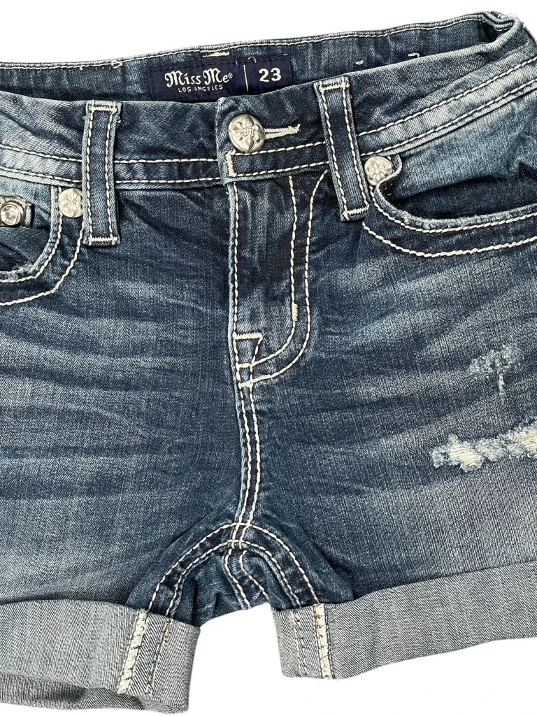 back view, Miss Me Button Detail Denim Hotpants, vintage Y2K second hand piece