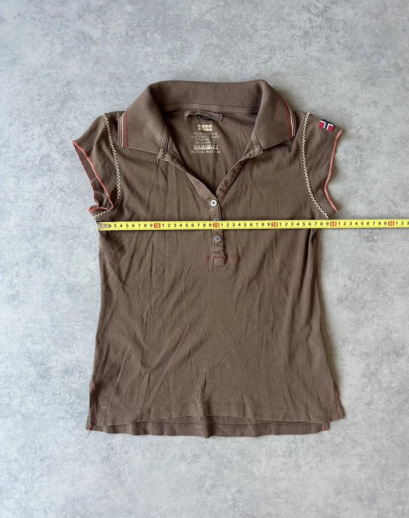 detail view, Napapuri Y2K Brown Collared Top, vintage Y2K second hand piece, image 10