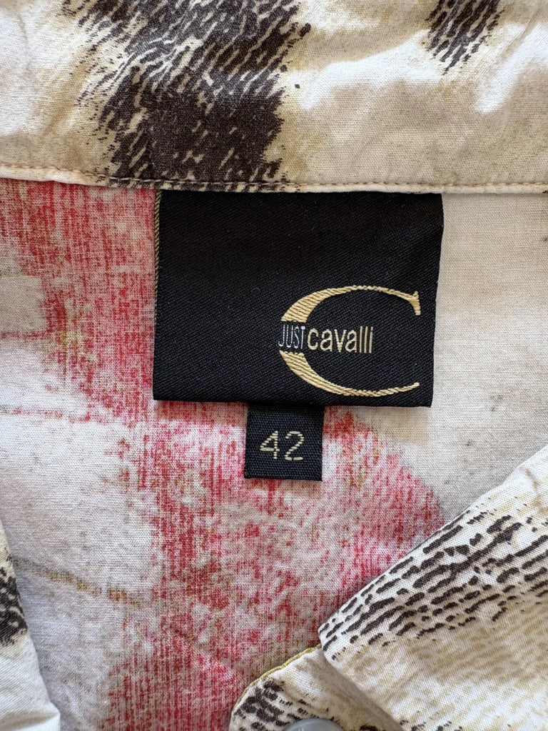 detail view, Just Cavalli Vibrant Button-Down Top, vintage Y2K second hand piece