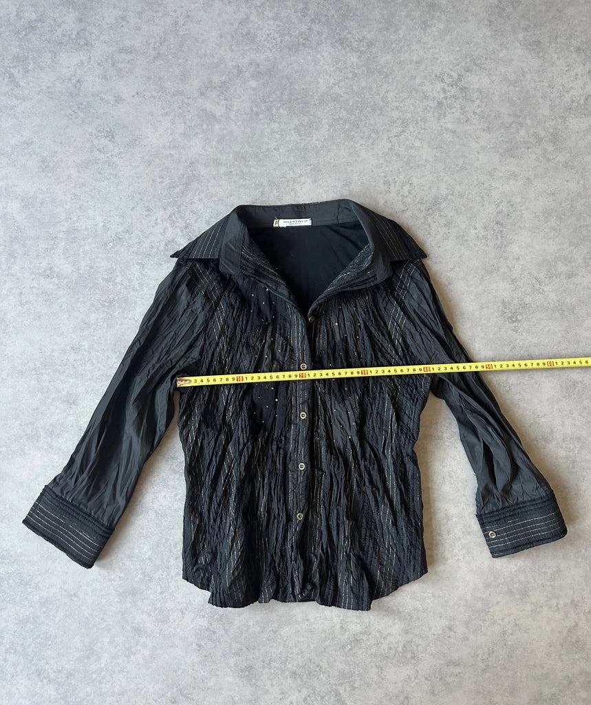 detail view, VALENTINA’S Y2K Black Button-Up Shirt, vintage Y2K second hand piece, image 10