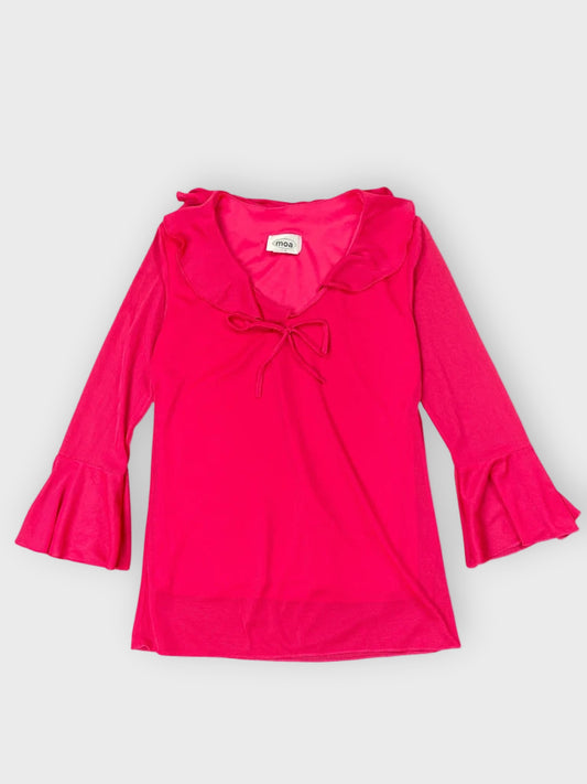 Moa USA pink tie front bell sleeve top (S)