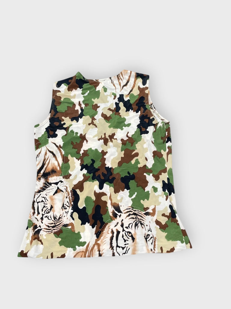 back view, Casting Camo Tiger Statement Top, vintage Y2K second hand piece